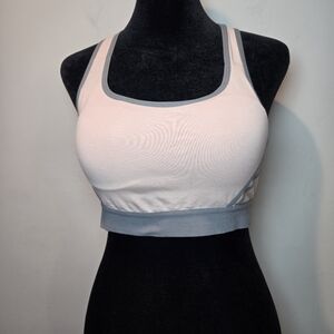 Women's Sports Bra Small Padded Racerback Pink Gray